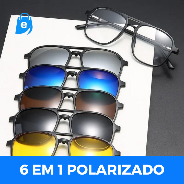 Óculos de Sol 6 em 1 Unissex ElectSol® - Polarizadas 100% UV [ÚLTIMAS UNIDADES] - Electshop