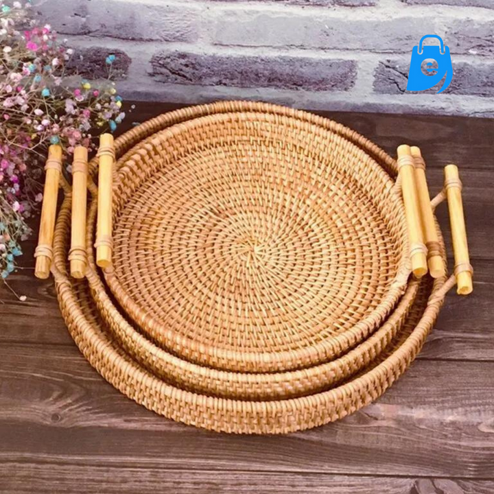 Bandeja Artesanal em Rattan + FRETE GRÁTIS - Electshop